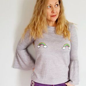 🌈 Rainbow Pride Bell Sleeved Sweater (S/M) 🏳️‍🌈